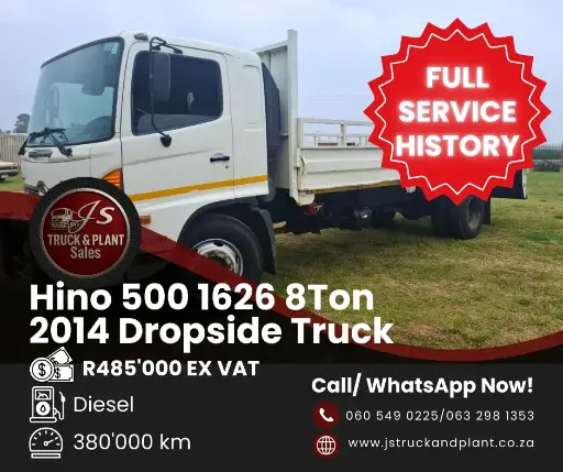 2014 Hino 500 1626 8Ton Dropside Truck